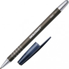 SKILCRAFT Rubberized Ballpoint Stick Pen - Medium Pen Point - Refillable - Black - Rubber Barrel - 1 Dozen