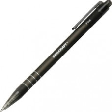 SKILCRAFT Rubberized Retractable Ballpoint Pen - Fine Pen Point - Black - Rubber Barrel - 12 / Dozen