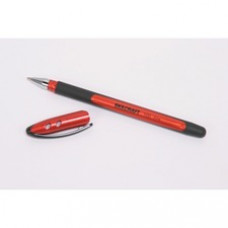 SKILCRAFT 100 Rubberized Stick Pen - Fine Pen Point - Red Gel-based Ink - Red, Metallic Barrel - 1 Dozen