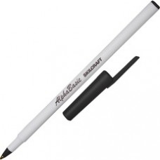 SKILCRAFT Alpha Basic Round Barrel Stick Pen - Black - White Barrel - 1 Dozen