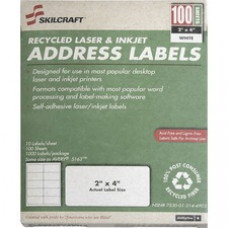 SKILCRAFT Permanent Laser Address Label - Permanent Adhesive - 2 5/8