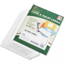 SKILCRAFT Matte CD/DVD Label - 50 / Pack - Circle - 2/Sheet - Laser, Inkjet - White