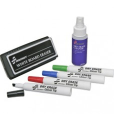 SKILCRAFT Dry Erase Starter Kit - Medium Marker Point - Chisel Marker Point Style - Black, Blue, Red, Green - 12 / Set