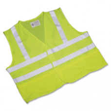 SKILCRAFT High-visibility Safety Vest - Reflective Strip, Hook & Loop Closure, Lightweight, Breathable, Washable - Large Size - Polyester Mesh - Yellow, Lime - 1 Each