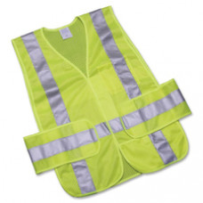 SKILCRAFT 360-degree Visibility Safety Vest - Reflective Strip, Washable, Breathable, Lightweight, Hook & Loop Closure - Universal Size - Polyester Mesh - Lime, Lime Silver - 1 Each