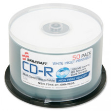 SKILCRAFT CD Recordable Media - CD-R - 52x - 700 MB - 50 Pack Spindle - 120mm - Printable - Inkjet Printable - 1.33 Hour Maximum Recording Time
