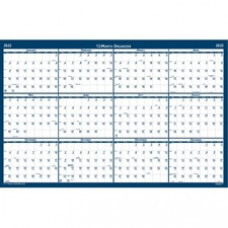 SKILCRAFT 2-sided Laminated Wall Planner - 12 Month - January - December - 1.50