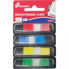 SKILCRAFT Self-stick Repositionable Color Flags - 140 x Assorted - 0.50