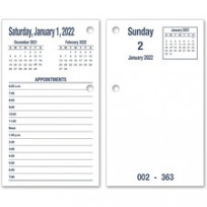 SKILCRAFT DayMax System Refill Calendar Pages - January - December - 6:00 AM to 7:00 PM - 1 Day Single Page Layout 1 Day Double Page Layout - Desktop - White - Paper - 3.5