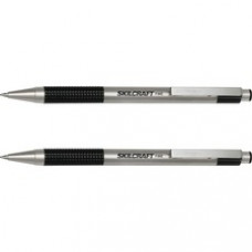 SKILCRAFT Retractable Ballpoint Pen - Fine Pen Point - 0.7 mm Pen Point Size - Conical Pen Point Style - Retractable - Black Oil Based Ink - Black Stainless Steel Barrel - 2 / Pack - TAA Compliant