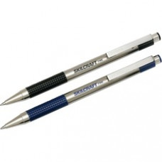 SKILCRAFT Retractable Ballpoint Pen - Fine Pen Point - 1 mm Pen Point Size - Conical Pen Point Style - Retractable - Blue Oil Based Ink - Blue Stainless Steel Barrel - 2 / Pack - TAA Compliant