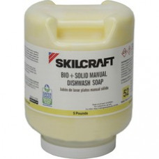 SKILCRAFT Manual Dish Soap - Concentrate - 80 oz (5 lb) - Pleasant ScentBottle - 2 / Box - Yellow