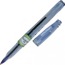 SKILCRAFT Ballpoint Stick Pen - Fine Pen Point - 0.5 mm Pen Point Size - Conical Pen Point Style - Black - Transparent Blue Barrel - 1 Dozen - TAA Compliant