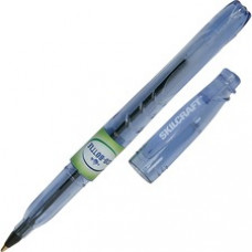 SKILCRAFT Ballpoint Stick Pens - Medium Pen Point - 0.5 mm Pen Point Size - Conical Pen Point Style - Black - Transparent Blue Barrel - 1 Dozen - TAA Compliant