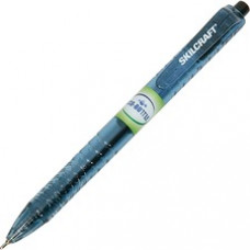 SKILCRAFT Ballpoint Pen - Medium Pen Point - 0.7 mm Pen Point Size - Conical Pen Point Style - Retractable - Black - Transparent Blue Barrel - 1 Dozen - TAA Compliant