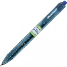SKILCRAFT Ballpoint Pens - Medium Pen Point - 0.7 mm Pen Point Size - Conical Pen Point Style - Retractable - Blue - Transparent Blue Barrel - 1 Dozen - TAA Compliant