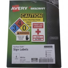 SKILCRAFT Avery Surface Safe Sign Labels - 3 1/2