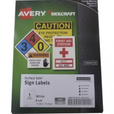 SKILCRAFT Avery Surface Safe Sign Labels - 8