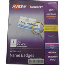 SKILCRAFT Avery Adhesive Name Badges - 400 / Pack - 2.3