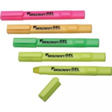 SKILCRAFT Fluorescent Gel Highlighter - Fluorescent Yellow, Fluorescent Green, Fluorescent Orange, Fluorescent Pink Gel-based Ink - 5 / Pack