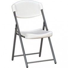 SKILCRAFT Blow-Molded Folding Chair - Powder Coated Steel Frame - Platinum - High-density Polyethylene (HDPE), Plastic - 1 Each