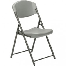 SKILCRAFT Blow-Molded Folding Chair - Powder Coated Steel Frame - Charcoal - High-density Polyethylene (HDPE), Plastic - 1 Each