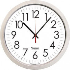 SKILCRAFT Silver Contemporary Wall Clock - Analog - Quartz - Plastic Case - Contemporary Style - TAA Compliant