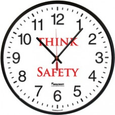 SKILCRAFT Think Safety Message Wall Clock - Analog - Quartz - Plastic Case - TAA Compliant