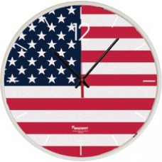 SKILCRAFT American Flag Wall Clock - Analog - Quartz - White Main Dial - Plastic Case - TAA Compliant