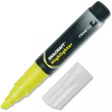 SKILCRAFT Chisel Tip Tube Type Fluorescent Highlighter - Bold Marker Point - Chisel Marker Point Style - Fluorescent Yellow - 1 Dozen