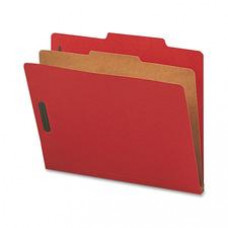 Nature Saver 1-Divider Recycled Classification Folders - Letter - 8 1/2" x 11" Sheet Size - 2" Fastener Capacity for Folder - 1 Divider(s) - 25 pt. Folder Thickness - Bright Red - Recycled - 10 / Box