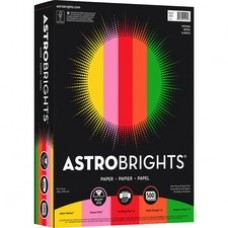 Astrobrights Color Paper - "Vintage" 5-Color Assortment - Letter - 8 1/2" x 11" - 24 lb Basis Weight - 500 / Ream - Solar Yellow, Pulsar Pink, Re-entry Red, Orbit Orange, Gamma Green