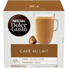 Nescafe Dolce Gusto Cafe Au Lait Coffee - Compatible with Nescafe Dolce Gusto - Medium - 0.2 oz - 16 / Box