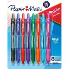 Paper Mate Profile Retractable Ballpoint Pen - 1 mm Pen Point Size - Retractable - Multi - Assorted Barrel - 8 / Pack