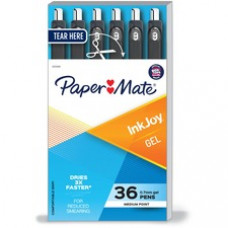 Paper Mate InkJoy Gel Pen - Retractable - Black Gel-based Ink - 36 / Box