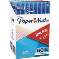 Paper Mate InkJoy Ballpoint Pen - Medium, Ultra Smooth Pen Point - 1 mm Pen Point Size - Blue Oil Based Ink - Clear Plastic Barrel - 60 Box