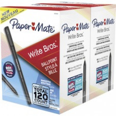 Paper Mate Ballpoint Stick Pens - Medium Pen Point - 1 mm Pen Point Size - Conical Pen Point Style - Black - Black Barrel - 120 / Box