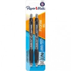 Paper Mate Profile Retractable Gel Pens - Medium Pen Point - 0.7 mm Pen Point Size - Retractable - Black Gel-based Ink - 2 / Pack