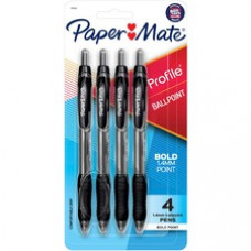 Paper Mate Profile Retractable Gel Pens - Medium Pen Point - 0.7 mm Pen Point Size - Retractable - Black Gel-based Ink - 4 / Pack