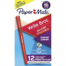 Paper Mate Write Bros. 1.0mm Ballpoint Pen - Medium Pen Point - 1 mm Pen Point Size - Conical Pen Point Style - Red - Red Barrel - 1 Dozen