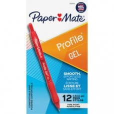 Paper Mate Profile Gel Pens - 0.5 mm Pen Point Size - Red Gel-based Ink - 1 Dozen