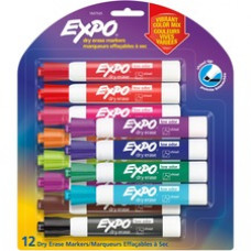 Expo Low-Odor Dry Erase Chisel Tip Markers - Medium, Broad Marker Point - Chisel Marker Point Style - 12 / Pack