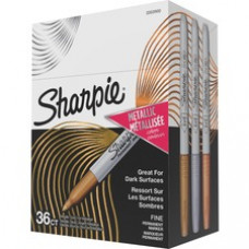 Sharpie Metallic Markers - Fine Marker Point - 0.5 mm Marker Point Size - Assorted - Plastic Barrel - 36 / Box