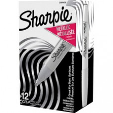 Sharpie Metallic Ink Chisel Tip Permanent Markers - Chisel Marker Point Style - Metallic Gray - 1 Dozen