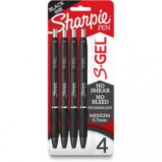 Sharpie S-Gel Pens - 0.7 mm Pen Point Size - Black Gel-based Ink - Black Barrel - 4 / Pack