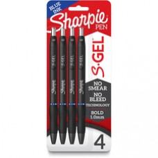 Sharpie S-Gel Pens - 1 mm Pen Point Size - Blue Gel-based Ink - Black Barrel - 4 / Pack