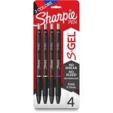 Sharpie S-Gel Pens - 0.5 mm Pen Point Size - Blue, Black, Red Gel-based Ink - Black Barrel - 4 / Pack