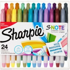 Sharpie S-Note Creative Markers - Chisel Marker Point Style - Mango, Jade, Lavender, Periwinkle, Gray, Cinnamon, Light Gray, Pearl, Plum, Grape, Brick Red, ... - 24 / Pack