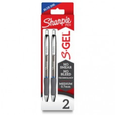Sharpie S-Gel Pens - Medium Pen Point - 0.7 mm Pen Point Size - Blue Gel-based Ink - Gunmetal Gray Metal Barrel - 2 / Pack