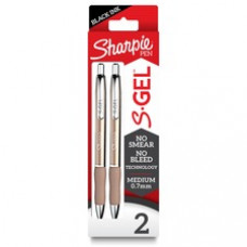 Sharpie S-Gel Pens - 0.7 mm Pen Point Size - Black Gel-based Ink - Champagne Barrel - 2 / Pack